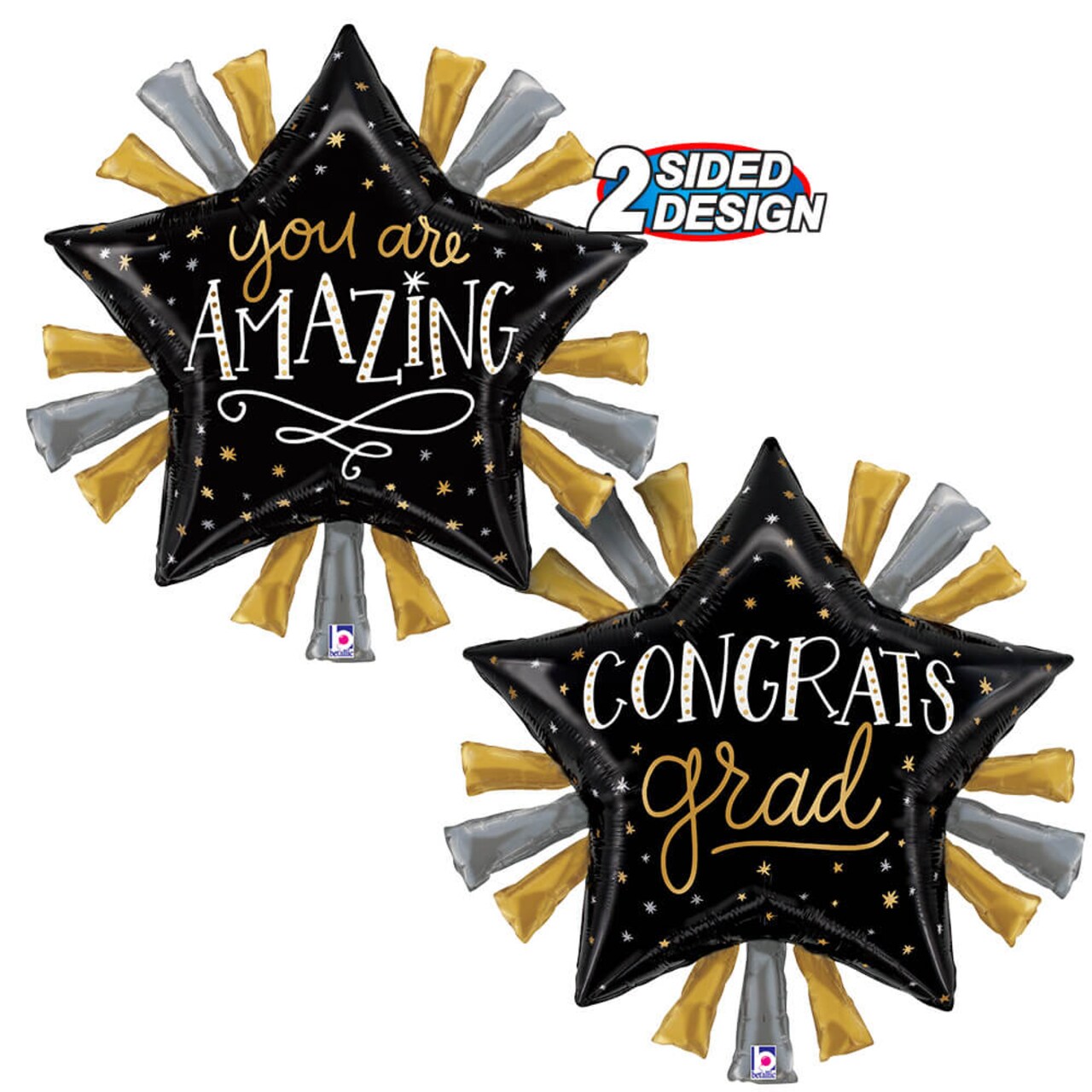 Betallic 30 Inch Satin Metallic Grad Star Foil Mylar Balloon for Graduation Party Decoration